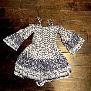 Blue and white romper